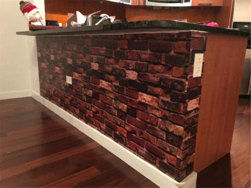 Yancorp 18" x 120" Brick Wallpaper Rust Red Peel and Stick Wallpaper Self Adhesive Fireplace Backdrop Kitchen Backsplash Wall Decor Stick on Wallpaper - Image 2